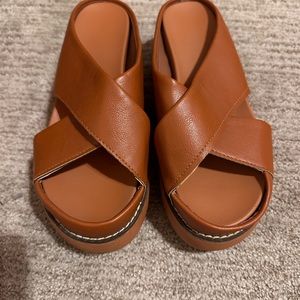 Never worn brown wedge sandals